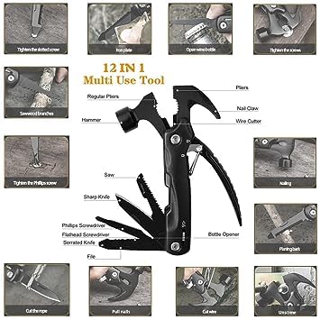 🔨12-in-1 Stainless Steel Hammer with Nylon Pouch
