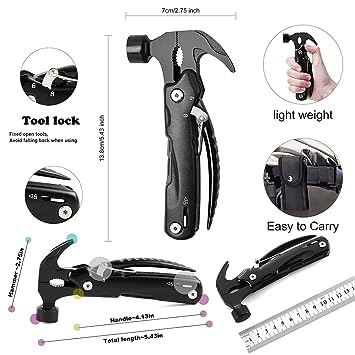 🔨12-in-1 Stainless Steel Hammer with Nylon Pouch