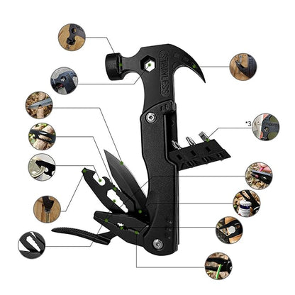 🔨12-in-1 Stainless Steel Hammer with Nylon Pouch